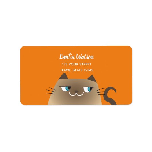 Grappig Siamees kat retouradres Etiket (Voorkant)