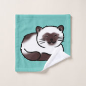 grappig siamees kattenpatroon bad handdoek (Wasdoekje)