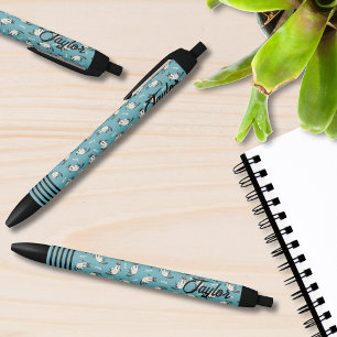 Grappig Siamees kattenpatroon gepersonaliseerd Zwarte Inkt Pen