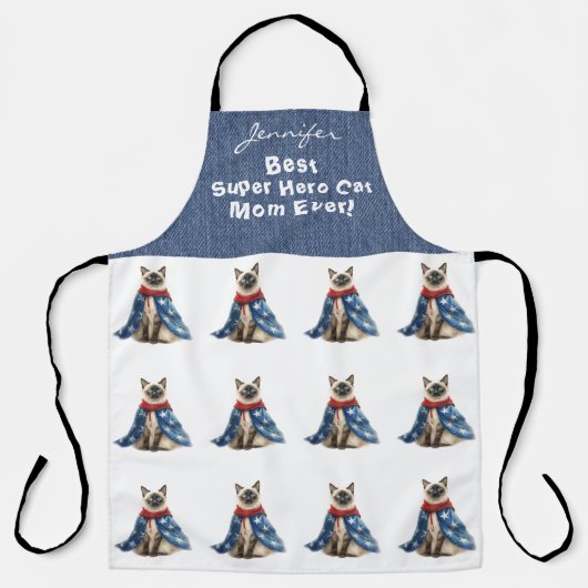 Grappig Siamees Super Hero Cat All-Over Print Scho Schort (Voorkant)