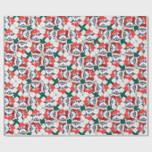 Grappig Siberisch Husky Kerstpatroon Cadeaupapier (Vlak)