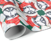 Grappig Siberisch Husky Kerstpatroon Cadeaupapier (Rol Hoek)