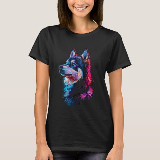 Grappig Siberische Husky Impressionisme T-shirt (Voorkant)