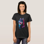 Grappig Siberische Husky Impressionisme T-shirt (Voorkant volledig)