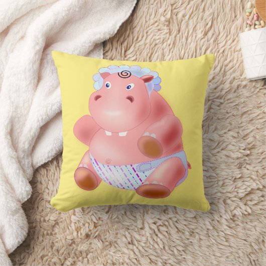 Grappig Sierkussen met Baby Hippo - Kies Kleur (Deken)