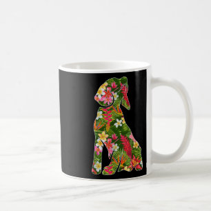 Grappig silhouet van Beagle Dog Hawaiian Floral Su Koffiemok