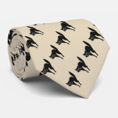 grappig silouette van een boze zwarte kat met acht stropdas (Opgerold)