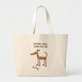 Grappig simpele leuke tekenfilmhond. grote tote bag