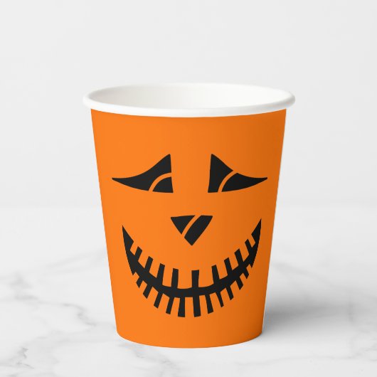 Grappig Sinaasappel Black Pumpkin Face Halloween Papieren Bekers (Achterkant)
