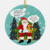 Grappig Sinaasappel Cat Bezoeken Santa Custom Chri Keramisch Ornament (Voorkant)