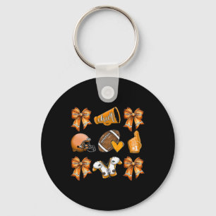 Grappig Sinaasappel Cheer Coquette Football Mom Vr Sleutelhanger