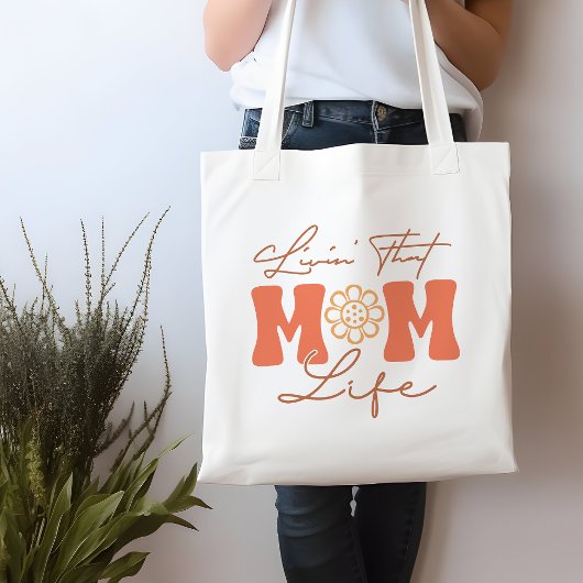Grappig Sinaasappel en geel Livin' Dat mam leven Tote Bag