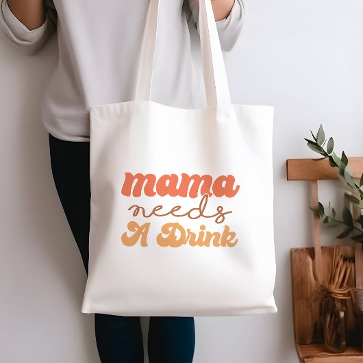 Grappig Sinaasappel en geel mama heeft een Drink n Tote Bag