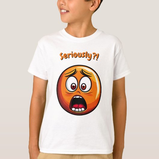 Grappig Sinaasappel geschokt Emoji Kinder T-shirt (Voorkant)