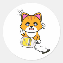 Grappig Sinaasappel Kat gemorste mayonaise Ronde Sticker