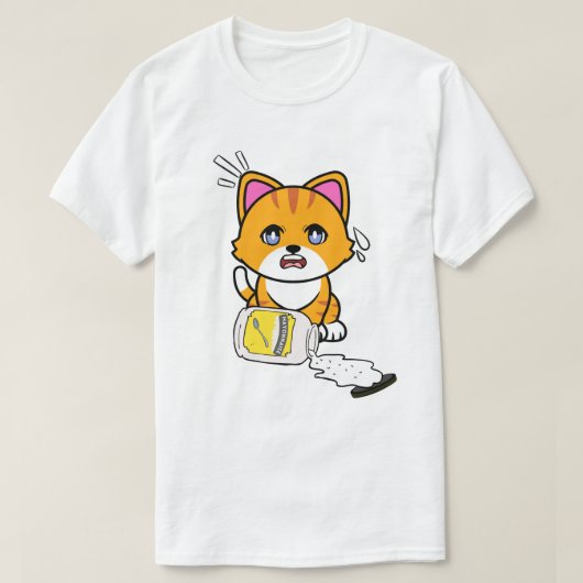 Grappig Sinaasappel Kat gemorste mayonaise T-shirt (Design voorkant)