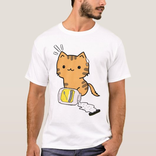 Grappig Sinaasappel Kat gemorste mayonaise T-shirt (Voorkant)