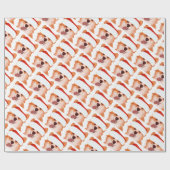 Grappig Sinaasappel Santa Corgi Christmas Cadeaupapier (Vlak)