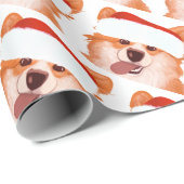 Grappig Sinaasappel Santa Corgi Christmas Cadeaupapier (Rol Hoek)