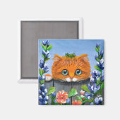 Grappig Sinaasappel Tabby Cat Flowers Creationarts Magneet (Voorkant / Achterkant)
