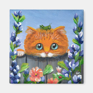 Grappig Sinaasappel Tabby Cat Flowers Creationarts Magneet