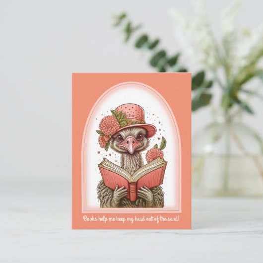 Grappig Sinaasappel vogelillustratie struisvogel B Briefkaart (Staand voorkant)