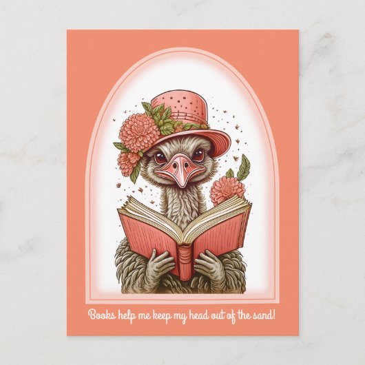 Grappig Sinaasappel vogelillustratie struisvogel B Briefkaart (Voorkant)