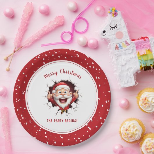 Grappig Sinterklaas Kerstfeest Rood Wit Papieren Bordje (Feest)