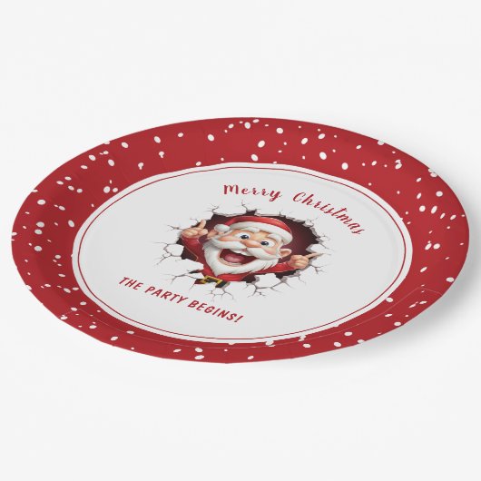 Grappig Sinterklaas Kerstfeest Rood Wit Papieren Bordje (Gekanteld)