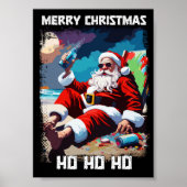 Grappig Sinterklaas ontspannen op het strand pop k Poster (Voorkant)