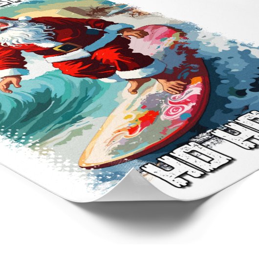 Grappig Sinterklaas surfen in de zomer pop kunst Poster (Hoek)