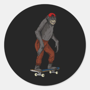 Grappig skateboard aap cadeau-idee 4 Skate And Hal Ronde Sticker