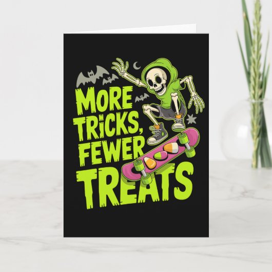 Grappig Skateboard Halloween Skeleton Ghost Spooky Kaart (Voorkant)