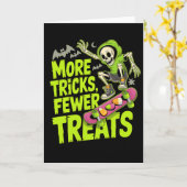 Grappig Skateboard Halloween Skeleton Ghost Spooky Kaart (Gele Bloem)