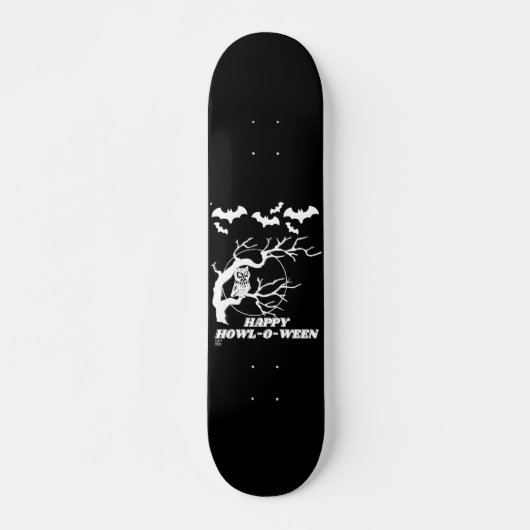 grappig skateboard "HAPPY HOWL-O-WEEN" (Voorkant)