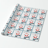 Grappig skateboard kerstcadeau cadeaupapier (Uitgerold)