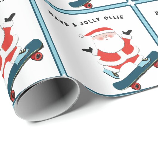 Grappig skateboard kerstcadeau cadeaupapier (Rol Hoek)