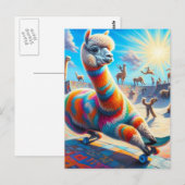 Grappig Skateboarden Alpaca Briefkaart (Voorkant / Achterkant)