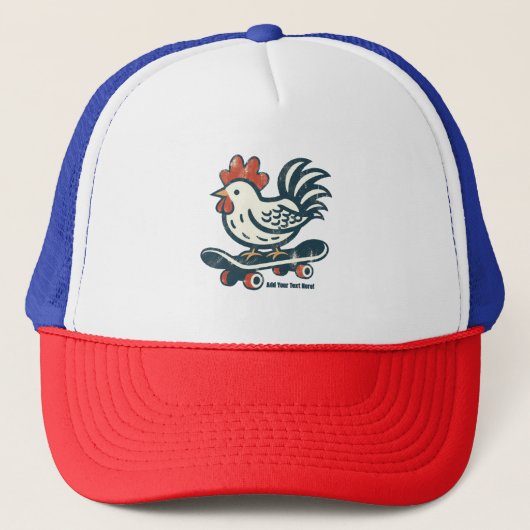 Grappig skateboarden Boerderij Chicken gepersonali Trucker Pet (Voorkant)