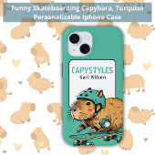 Grappig skateboarden Capybara Turquise Case-Mate iPhone Case