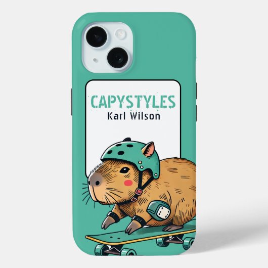 Grappig skateboarden Capybara Turquise Case-Mate iPhone Case (Achterkant)