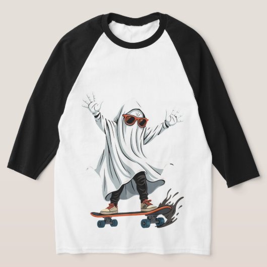 Grappig Skateboarden Ghost Mannen 3/4 Sleeve T-Shi T-shirt (Laagn)