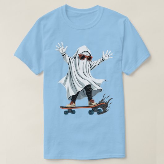 Grappig Skateboarden Ghost Mannen Basis T-Shirt (Design voorkant)