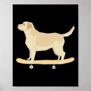 Grappig skateboarden Lab hond T-shirt cadeau Poster