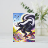 Grappig skateboarden Skunk Roken Briefkaart (Staand voorkant)