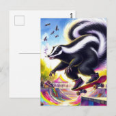 Grappig skateboarden Skunk Roken Briefkaart (Voorkant / Achterkant)