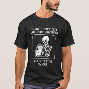 Grappig Skelet Aait Katte Luie Halloween Kattenlie T-shirt