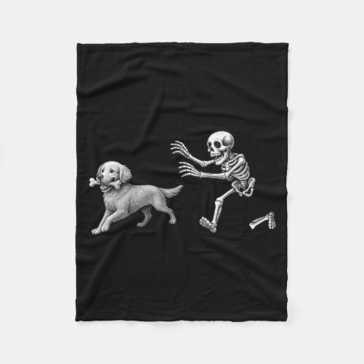 Grappig skelet achter gouden retriever achterna Ha Fleece Deken (Voorkant)
