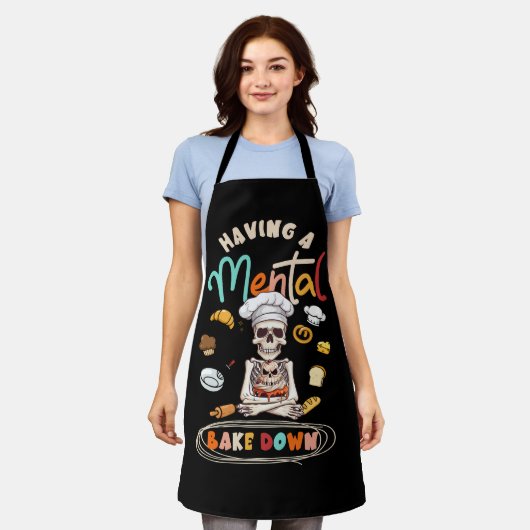 Grappig skelet bakker baking lover having een ment schort (Gedragen)