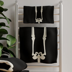 Grappig skelet benen zwart wit spooky halloween bad handdoek